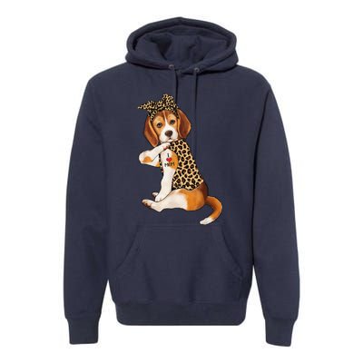 Beagle Dog Lover Tee I Love Mom Tattoo Leopard Mothers Day Premium Hoodie