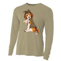 Beagle Dog Lover Tee I Love Mom Tattoo Leopard Mothers Day Cooling Performance Long Sleeve Crew