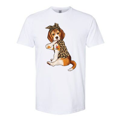 Beagle Dog Lover Tee I Love Mom Tattoo Leopard Mothers Day Softstyle CVC T-Shirt