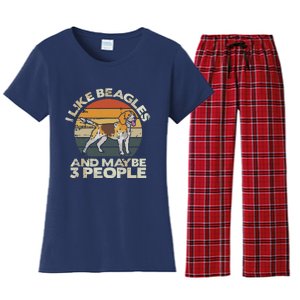 Beagle Dog Lover Tee Retro Beagle Beagle Women's Flannel Pajama Set