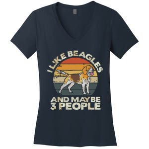 Beagle Dog Lover Tee Retro Beagle Beagle Women's V-Neck T-Shirt