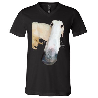 Borzoi Dog Meme Funny Long Nose Borzoi Russian Sighthound V-Neck T-Shirt