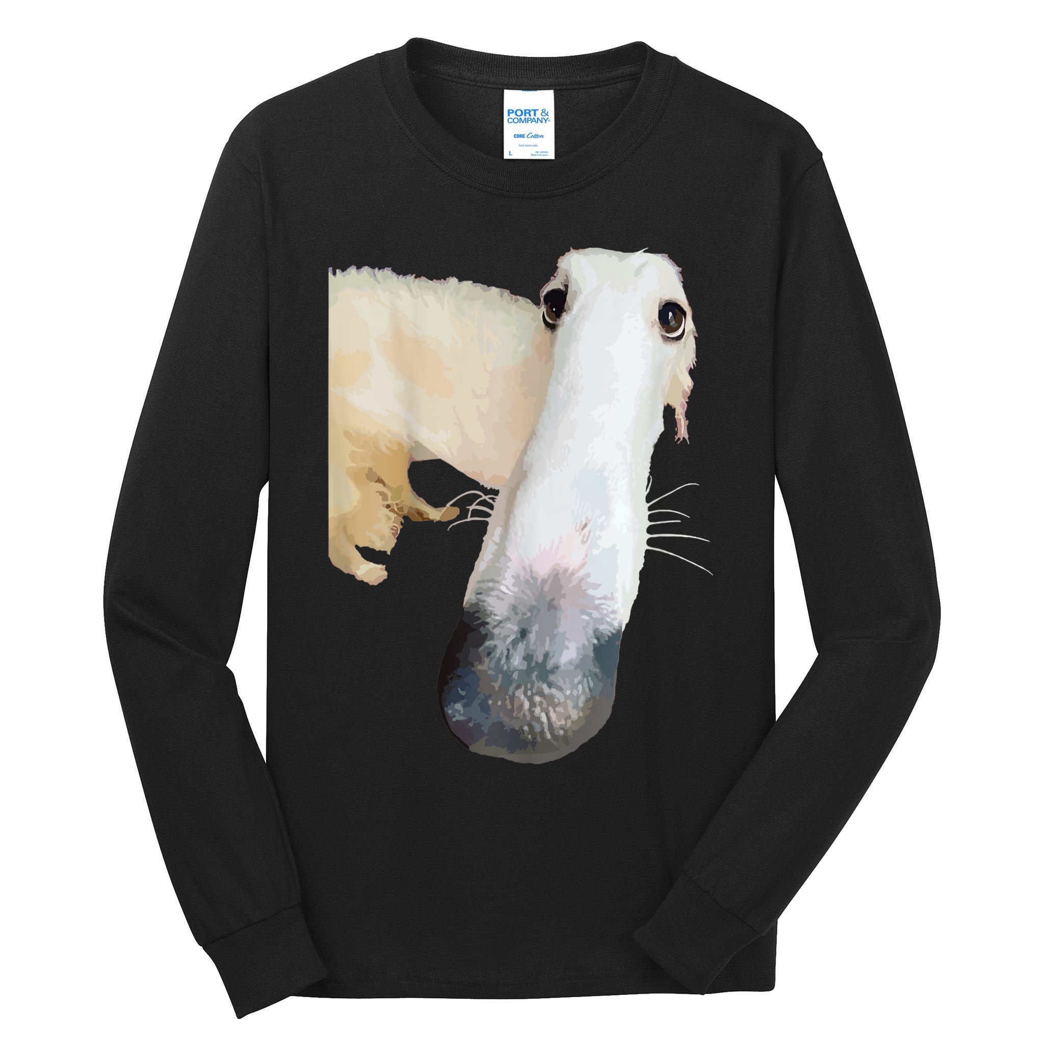 Borzoi Dog Meme Funny Long Nose Borzoi Russian Sighthound Tall Long Sleeve T-Shirt