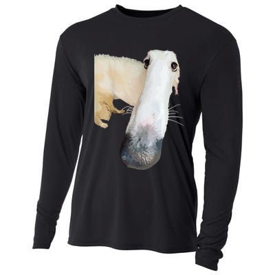 Borzoi Dog Meme Funny Long Nose Borzoi Russian Sighthound Cooling Performance Long Sleeve Crew
