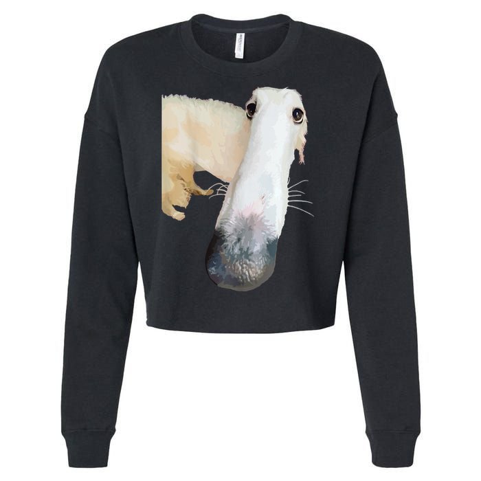 Borzoi Dog Meme Funny Long Nose Borzoi Russian Sighthound Cropped Pullover Crew