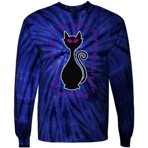 Be Dark Mysterious Spooky Fabulous! Halloween Black Cat Tie-Dye Long Sleeve Shirt