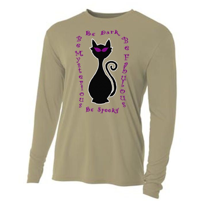 Be Dark Mysterious Spooky Fabulous! Halloween Black Cat Cooling Performance Long Sleeve Crew