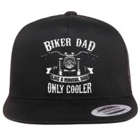 Biker Dad Motorcycle Fathers Day Design For Fathers Flat Bill Trucker Hat