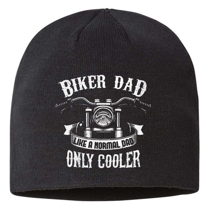 Biker Dad Motorcycle Fathers Day Design For Fathers Sustainable Beanie