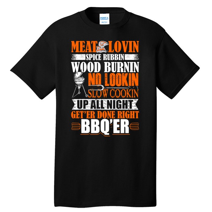 Bbq Design Meat Lovers Barbecue Smoking Grill Tall T-Shirt