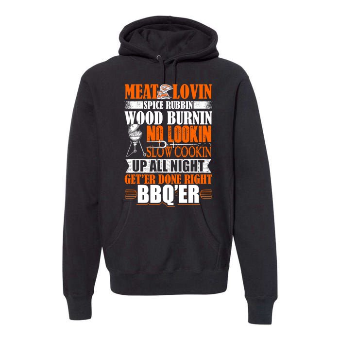 Bbq Design Meat Lovers Barbecue Smoking Grill Premium Hoodie