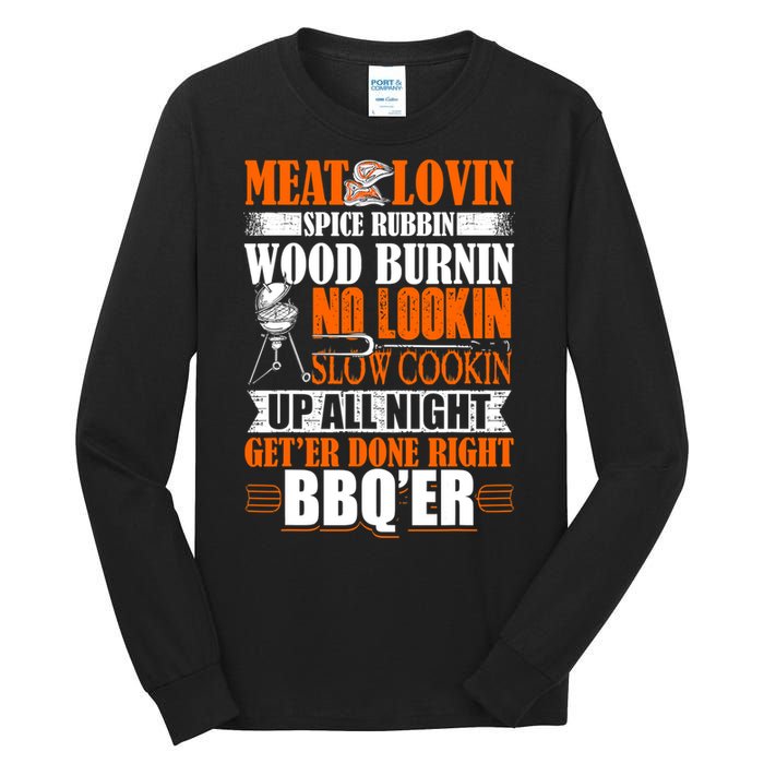 Bbq Design Meat Lovers Barbecue Smoking Grill Tall Long Sleeve T-Shirt