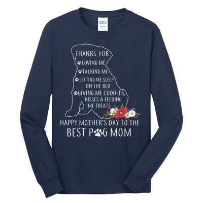 Best Dog Mom Grandma Women Pug Mom Tall Long Sleeve T-Shirt