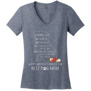 Best Dog Mom Grandma Women Pug Mom Women's V-Neck T-Shirt