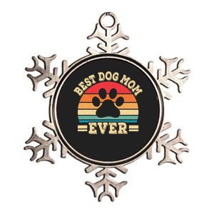 Best Dog Mom Ever Funny Dog Paw Mommy Mother Retro Dog Lover Metallic Star Ornament