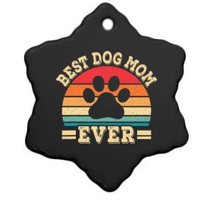 Best Dog Mom Ever Funny Dog Paw Mommy Mother Retro Dog Lover Ceramic Star Ornament