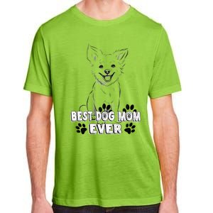 Best Dog Mom Ever Cardigan Welsh Simple Line Art Gift Adult ChromaSoft Performance T-Shirt