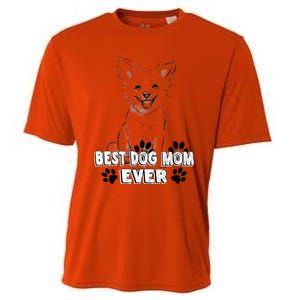 Best Dog Mom Ever Cardigan Welsh Simple Line Art Gift Cooling Performance Crew T-Shirt