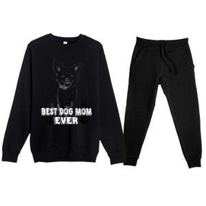 Best Dog Mom Ever Cardigan Welsh Simple Line Art Gift Premium Crewneck Sweatsuit Set