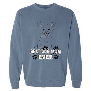 Best Dog Mom Ever Cardigan Welsh Simple Line Art Gift Garment-Dyed Sweatshirt