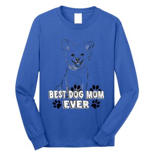 Best Dog Mom Ever Cardigan Welsh Simple Line Art Gift Long Sleeve Shirt