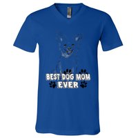 Best Dog Mom Ever Cardigan Welsh Simple Line Art Gift V-Neck T-Shirt