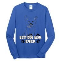 Best Dog Mom Ever Cardigan Welsh Simple Line Art Gift Tall Long Sleeve T-Shirt