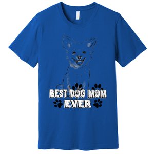 Best Dog Mom Ever Cardigan Welsh Simple Line Art Gift Premium T-Shirt