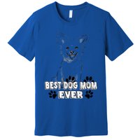 Best Dog Mom Ever Cardigan Welsh Simple Line Art Gift Premium T-Shirt