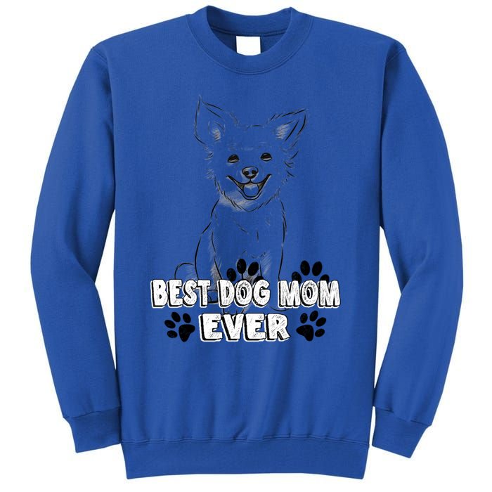 Best Dog Mom Ever Cardigan Welsh Simple Line Art Gift Tall Sweatshirt