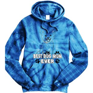 Best Dog Mom Ever Cardigan Welsh Simple Line Art Gift Tie Dye Hoodie