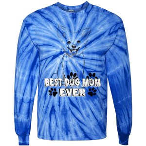 Best Dog Mom Ever Cardigan Welsh Simple Line Art Gift Tie-Dye Long Sleeve Shirt