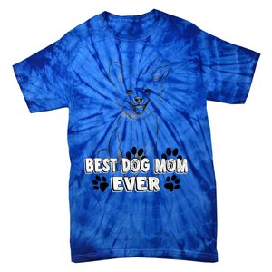 Best Dog Mom Ever Cardigan Welsh Simple Line Art Gift Tie-Dye T-Shirt