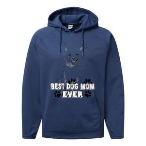 Best Dog Mom Ever Cardigan Welsh Simple Line Art Gift Performance Fleece Hoodie