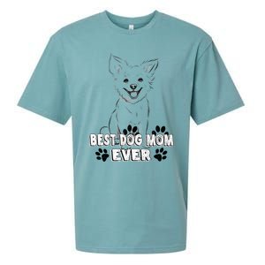 Best Dog Mom Ever Cardigan Welsh Simple Line Art Gift Sueded Cloud Jersey T-Shirt