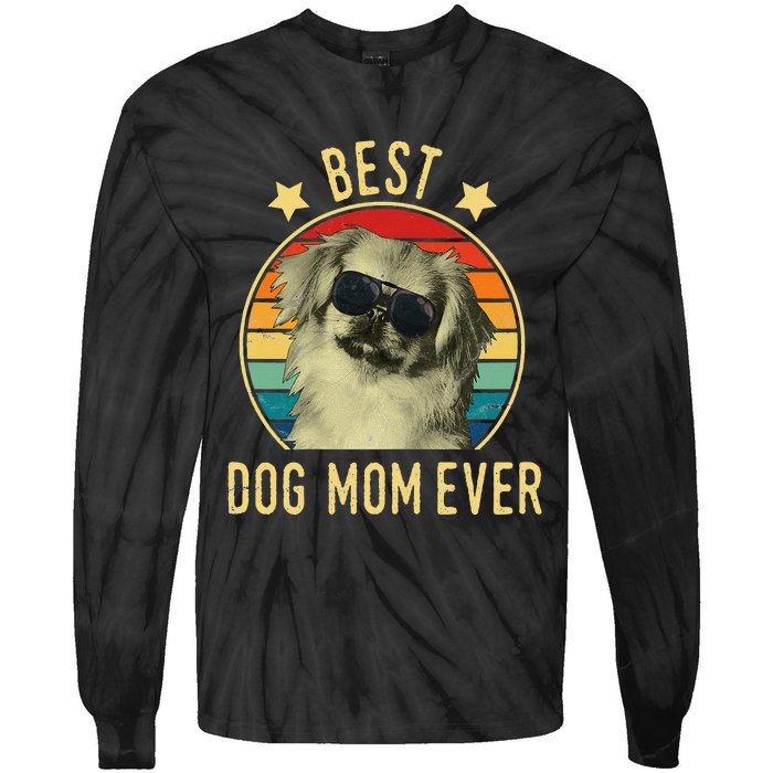 Best Dog Mom Ever Pekingese Mother's Day Gift Tie-Dye Long Sleeve Shirt