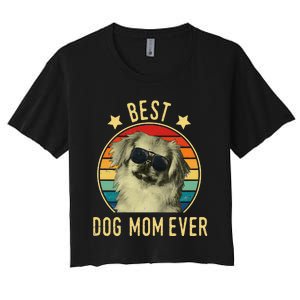 Best Dog Mom Ever Pekingese Mother's Day Gift Women's Crop Top Tee