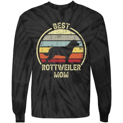 Best Dog Mother Mom - Vintage Rottie Rottweiler Tie-Dye Long Sleeve Shirt