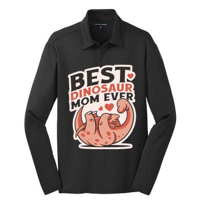 Best Dinosaur Mom Ever Mamasaurus Silk Touch Performance Long Sleeve Polo