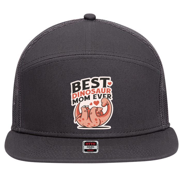 Best Dinosaur Mom Ever Mamasaurus 7 Panel Mesh Trucker Snapback Hat