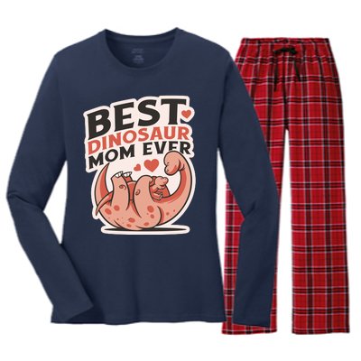 Best Dinosaur Mom Ever Mamasaurus Women's Long Sleeve Flannel Pajama Set 