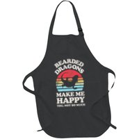 Bearded Dragons Make Me Happy Lizard Reptile Lover Retro Full-Length Apron With Pockets