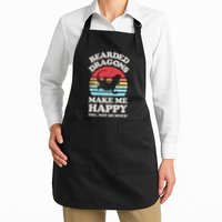 Bearded Dragons Make Me Happy Lizard Reptile Lover Retro Full-Length Apron With Pockets