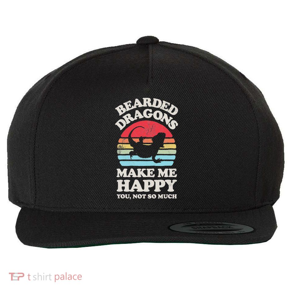 Bearded Dragons Make Me Happy Lizard Reptile Lover Retro Wool Snapback Cap