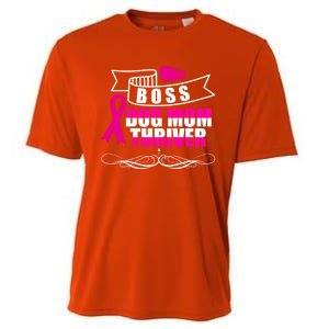 Boss Dog Mom Thriver Cancer Awareness Gift Cooling Performance Crew T-Shirt