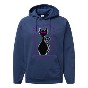 Be Dark Mysterious Spooky Fabulous! Halloween Black Cat Performance Fleece Hoodie