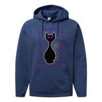 Be Dark Mysterious Spooky Fabulous! Halloween Black Cat Performance Fleece Hoodie