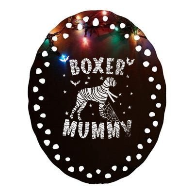 Boxer dog Mummy Halloween Ceramic Oval Ornament