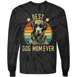 Best Dog Mom Ever FlatCoated Retriever Mother's Day Gift Tie-Dye Long Sleeve Shirt