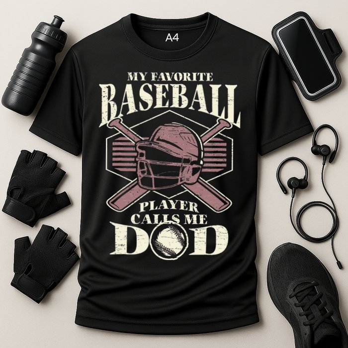 Baseball Dad My Favorite Baseball Player Calls Me Dad Cooling Performance Crew T-Shirt